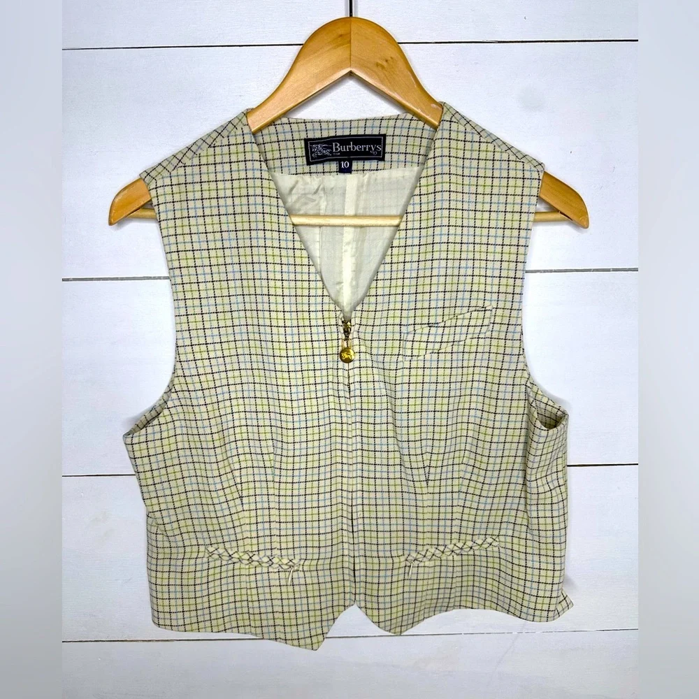 Burberry Womens Size 10 Vintage Plaid Vest Nova Check Sleeveless Wool Blend Top - Picture 1 of 7